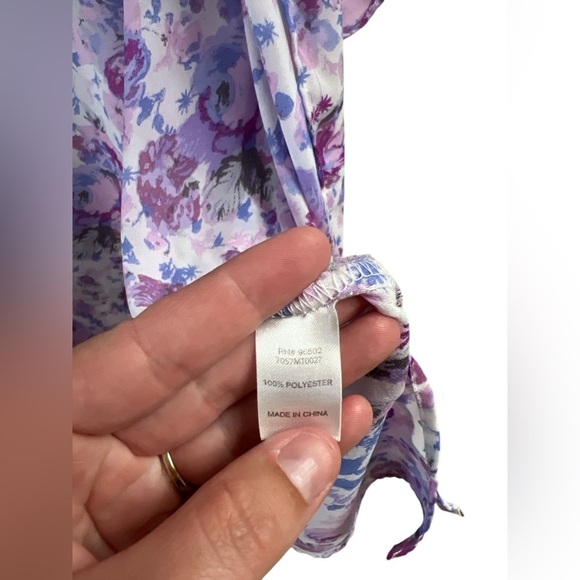 Purple floral short sleeve pool bikini cover up kimono - Picture 5 of 6